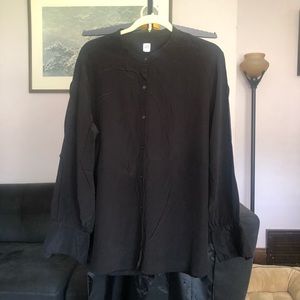 GAP Top Blouse Mandarin Button Down Black XXL